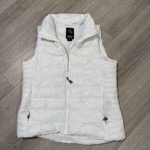 Pulse Womens Puffer White Vest Quilted Zip Up Sleeveless Jacket Medium